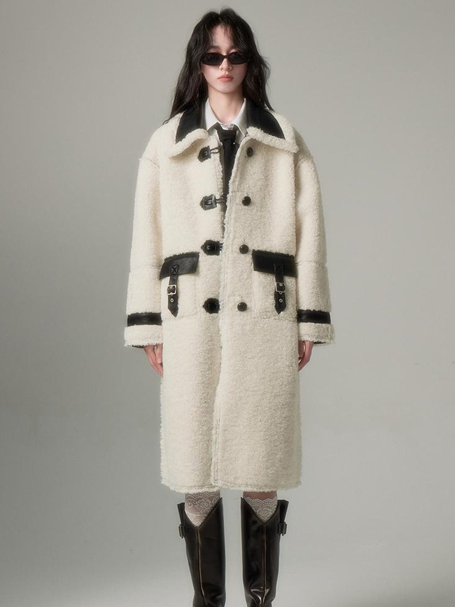 DIDDI MODA Soft Lamb Fur Leather Reversible Coat