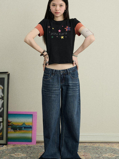 Achihara Soft Water Cotton-Popping Candy Layered T-Shirt