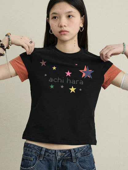 Achihara Soft Water Cotton-Popping Candy Layered T-Shirt