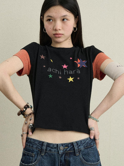 Achihara Soft Water Cotton-Popping Candy Layered T-Shirt