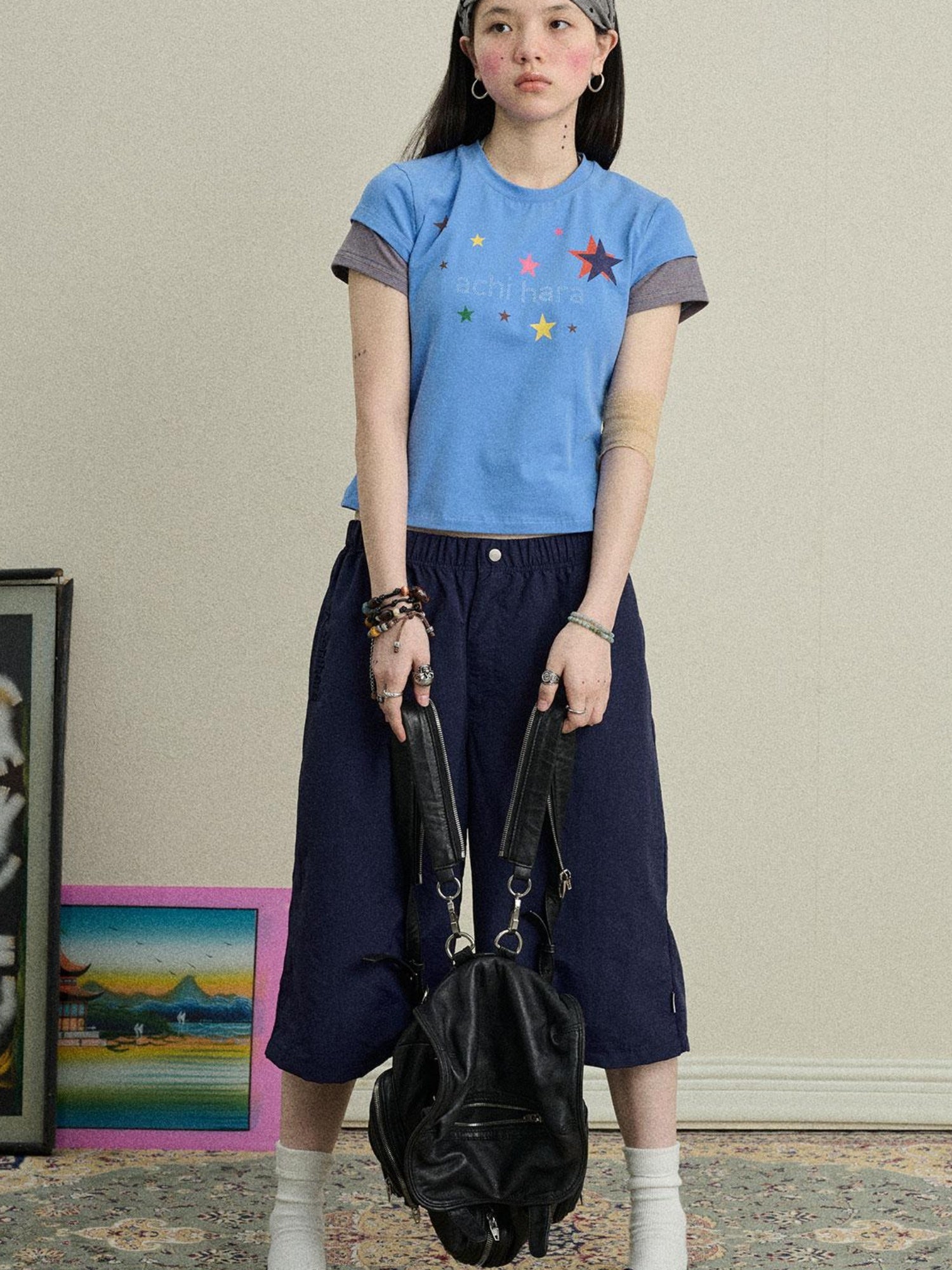 Achihara Soft Water Cotton-Popping Candy Layered T-Shirt