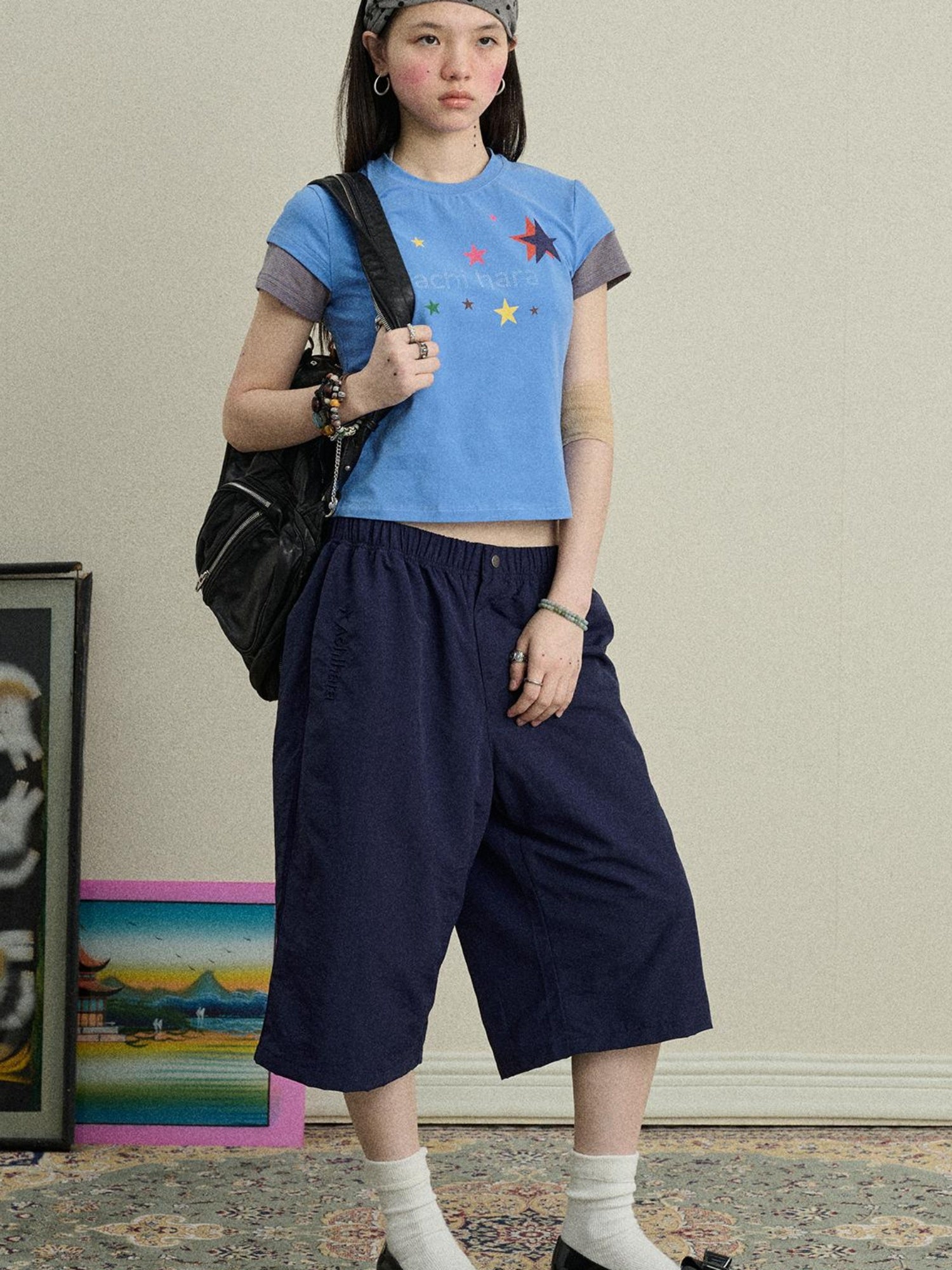 Achihara Soft Water Cotton-Popping Candy Layered T-Shirt