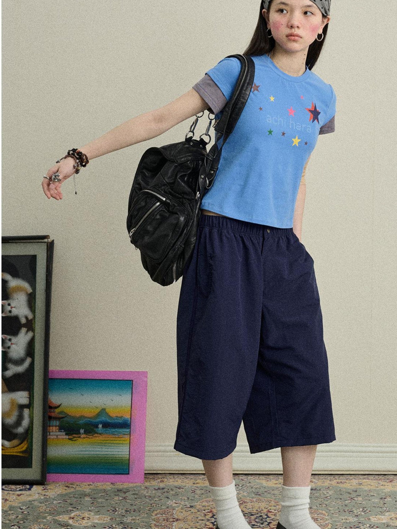 Achihara Soft Water Cotton-Popping Candy Layered T-Shirt