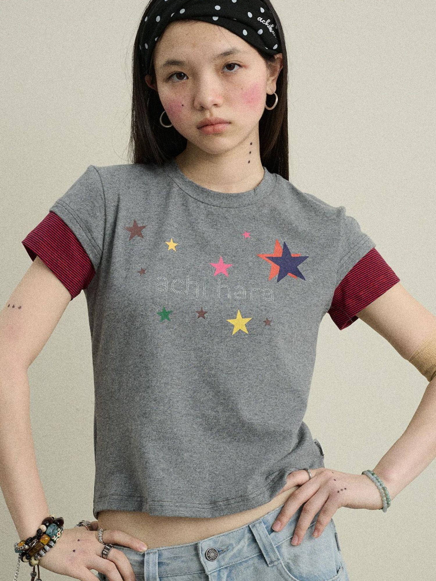 Achihara Soft Water Cotton-Popping Candy Layered T-Shirt