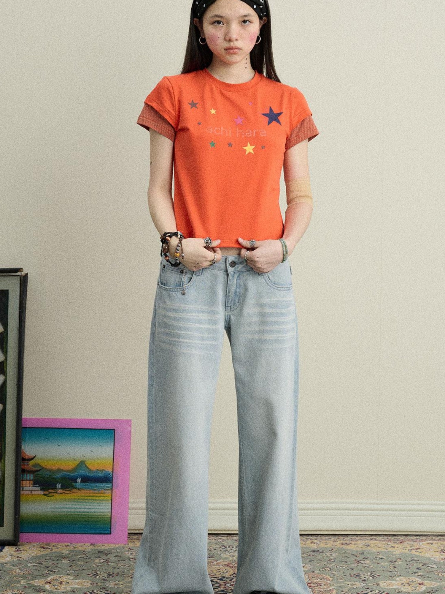 Achihara Soft Water Cotton-Popping Candy Layered T-Shirt