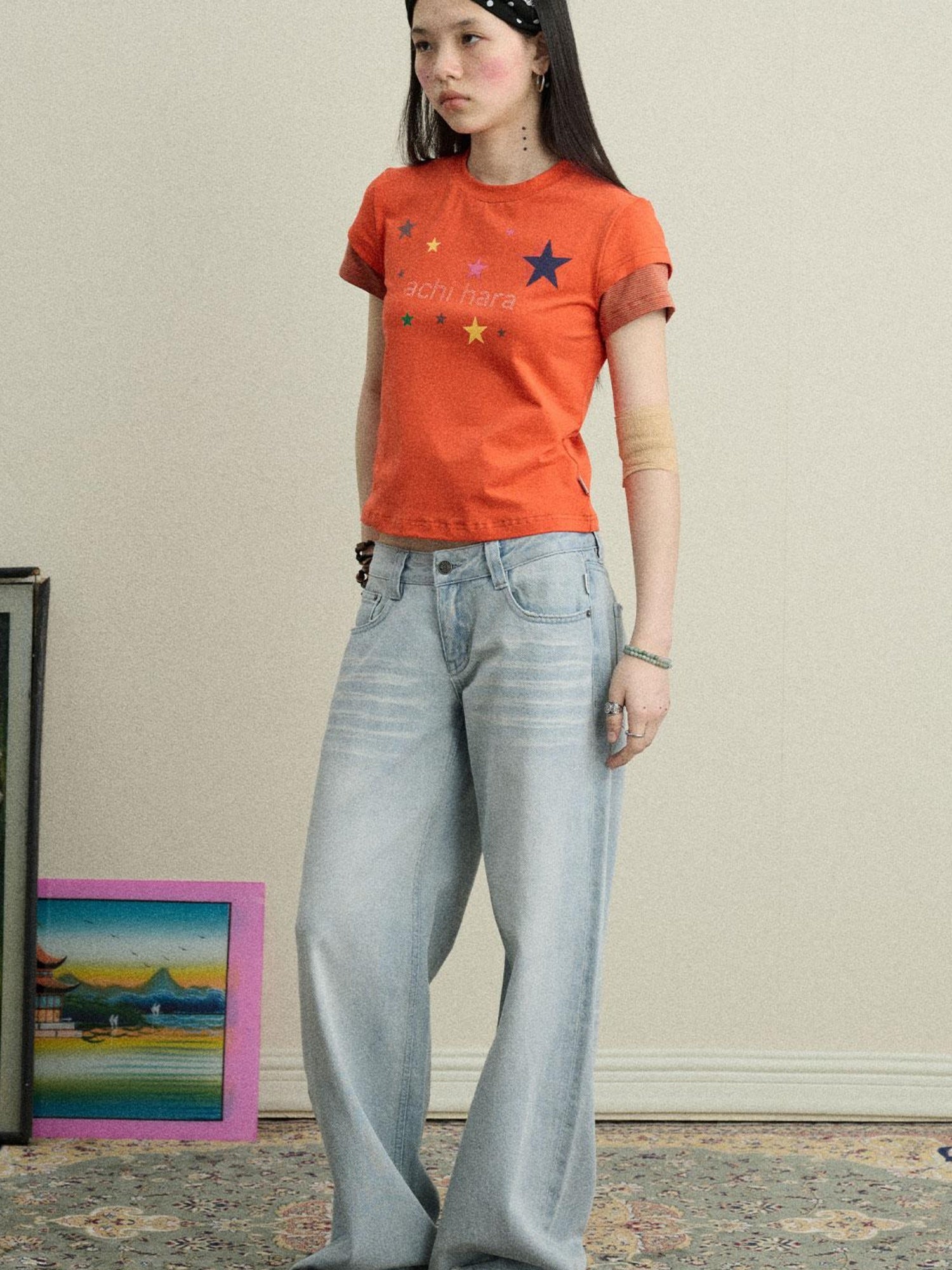 Achihara Soft Water Cotton-Popping Candy Layered T-Shirt