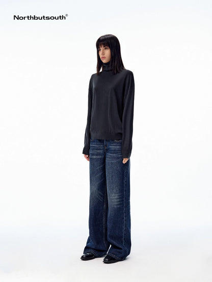 Solid High Neck Layering Loose Fit Women&