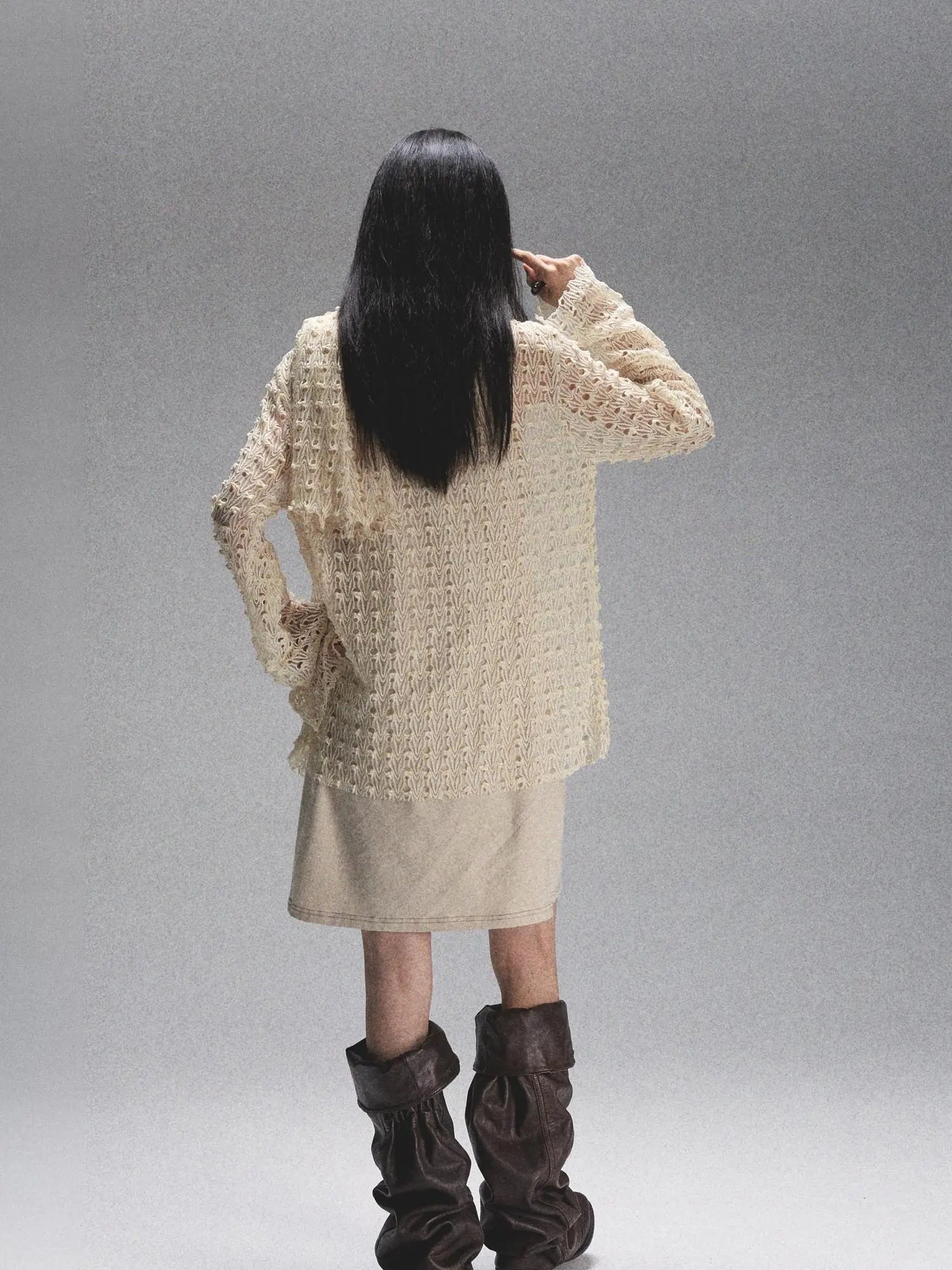 Spaca Mesh Shoulder Top With Free Scarf