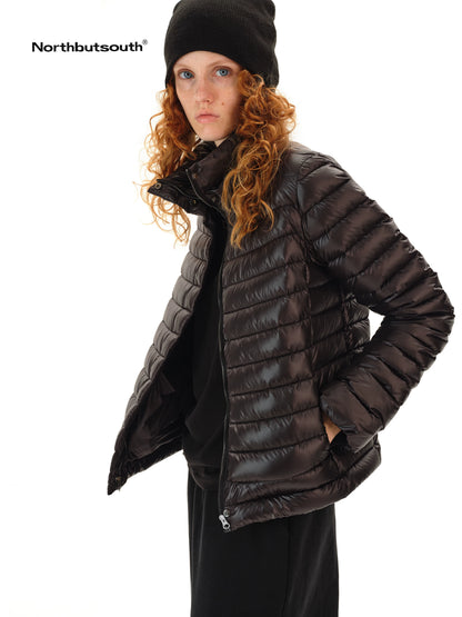 Space Ribbed Stand Collar Women&