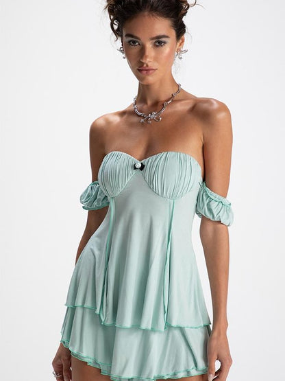 Spaghetti Strap Modal Dress Set with Padded Bra Dresses