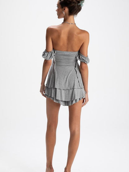 Spaghetti Strap Modal Dress Set with Padded Bra Dresses