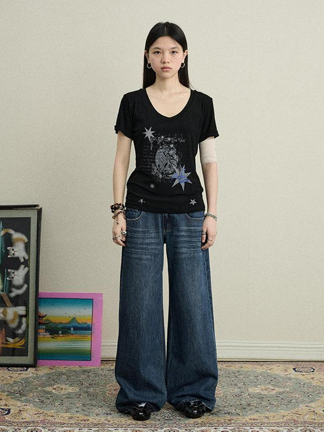 Achihara Spandex Viscose Knit Sneezy Star 2.0 T-Shirt