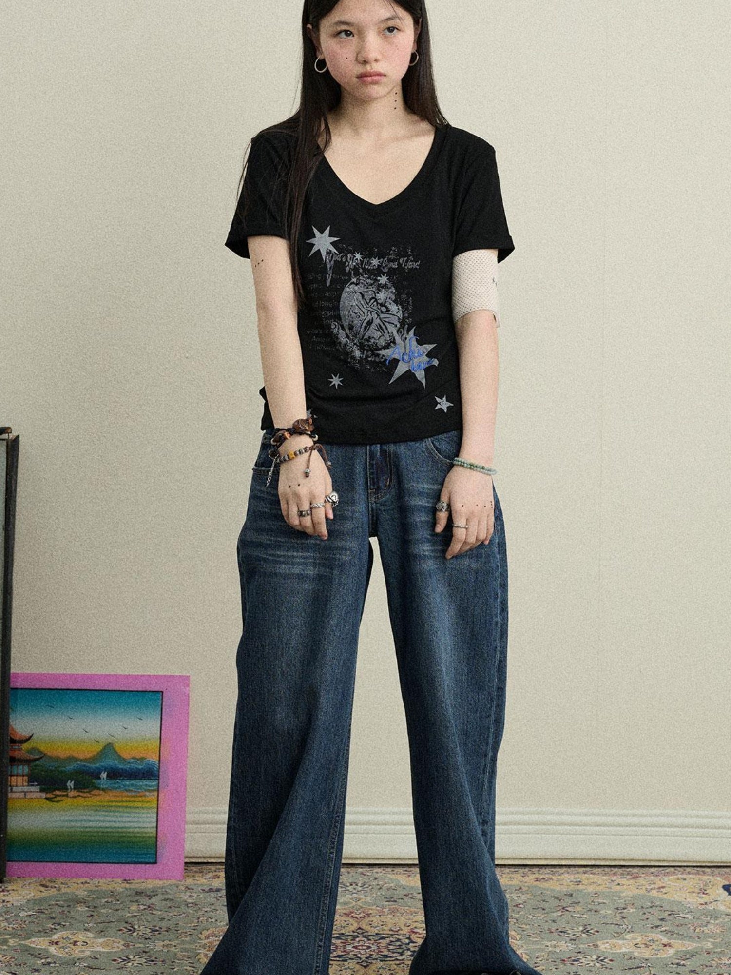 Achihara Spandex Viscose Knit Sneezy Star 2.0 T-Shirt