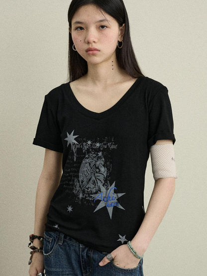 Achihara Spandex Viscose Knit Sneezy Star 2.0 T-Shirt