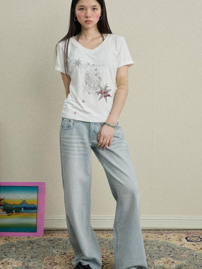 Achihara Spandex Viscose Knit Sneezy Star 2.0 T-Shirt