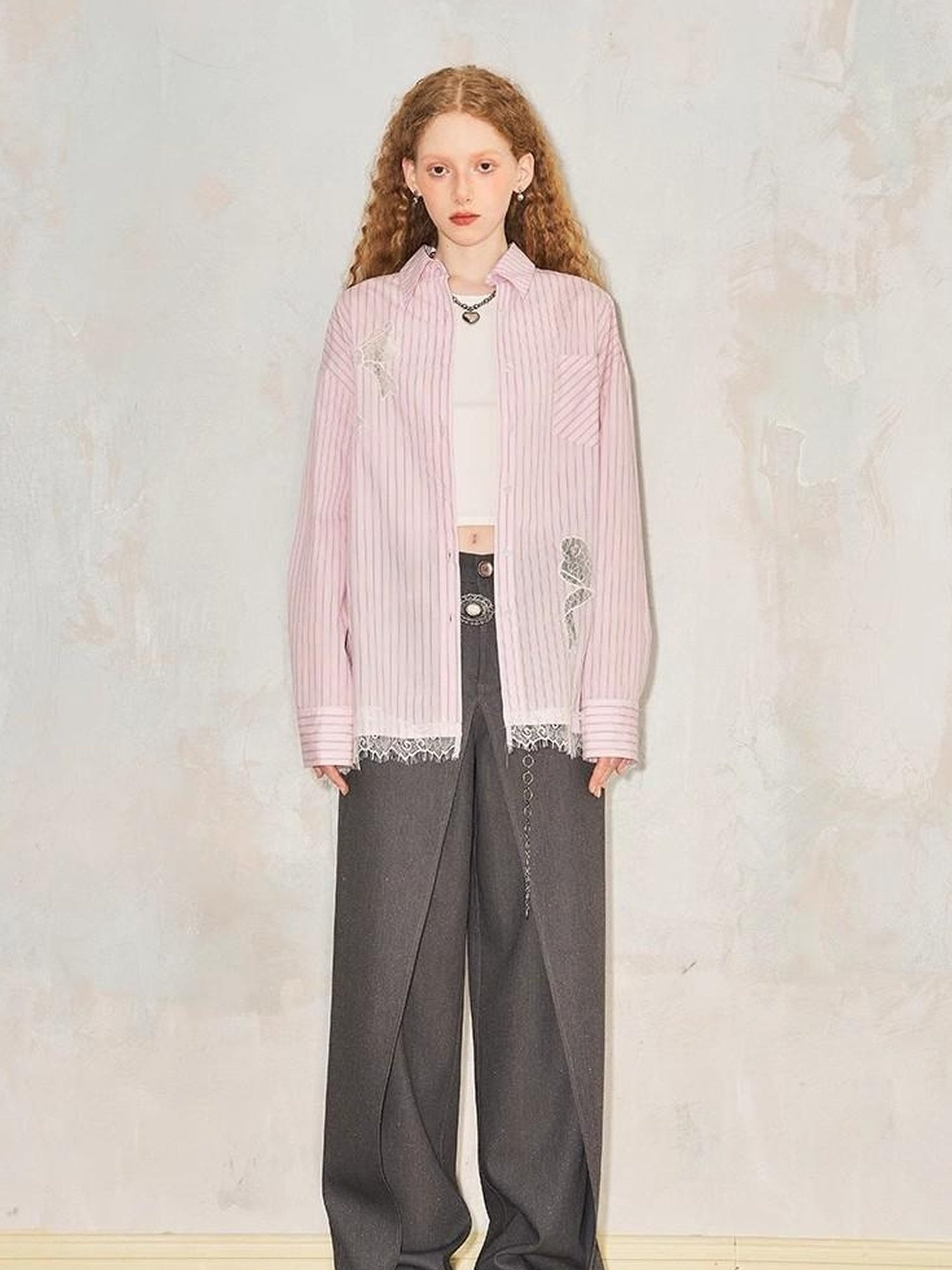 DIDDI MODA Sparkling Disco Embroidered Sweatshirt Asymmetrical Bow Shirt Set