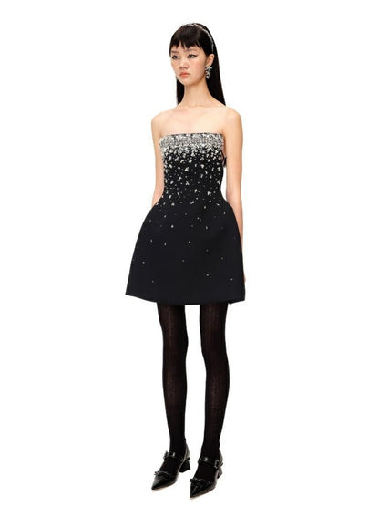 Sparkling Strapless Dress with Rhinestone Embellishments