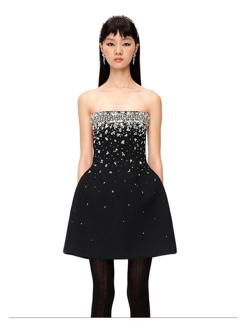 Sparkling Strapless Dress with Rhinestone Embellishments