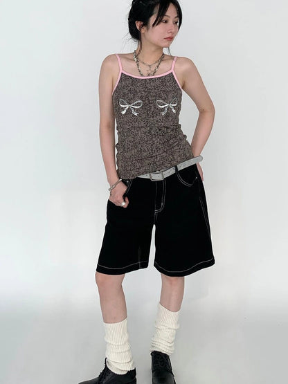 Sparkly Leopard Bow Tie-Dye Summer Camisole Top