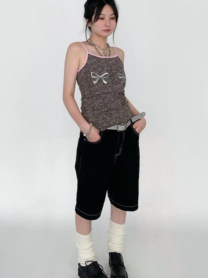 Sparkly Leopard Bow Tie-Dye Summer Camisole Top