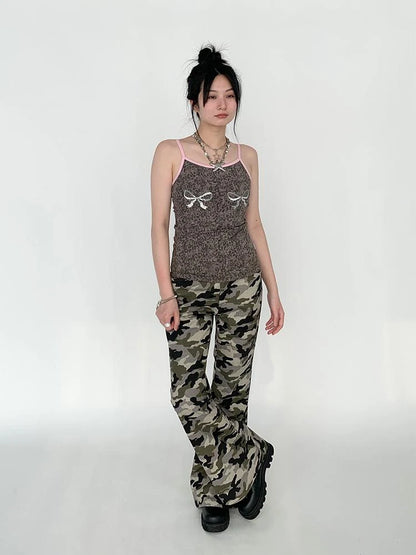 Sparkly Leopard Bow Tie-Dye Summer Camisole Top