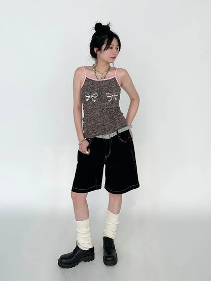 Sparkly Leopard Bow Tie-Dye Summer Camisole Top