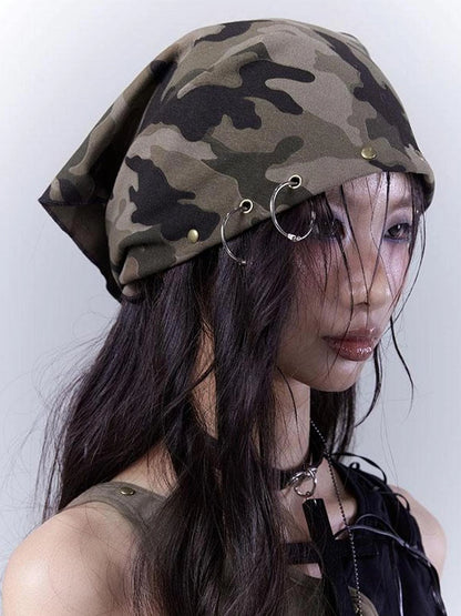 Spicy Soldier Studded Camo Bandana Punk Utility Scarf