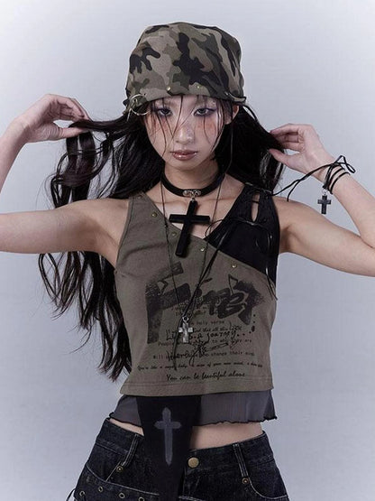 Spicy Soldier Studded Camo Bandana Punk Utility Scarf