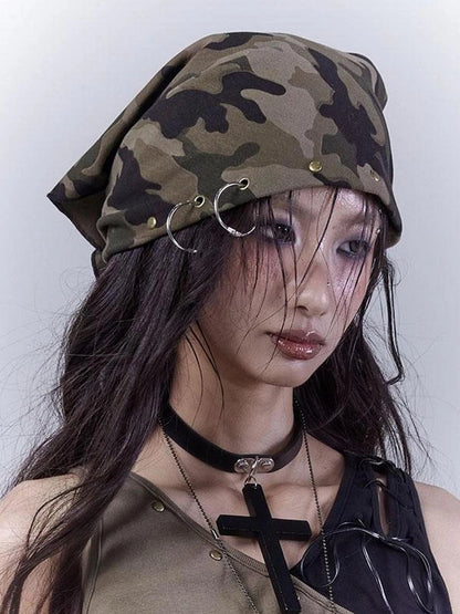 Spicy Soldier Studded Camo Bandana Punk Utility Scarf
