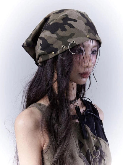 Spicy Soldier Studded Camo Bandana Punk Utility Scarf