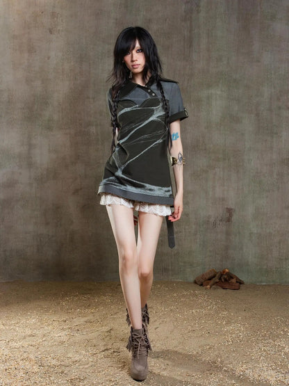 Spiderweb Print Punk T Shirt Fearless Streetwear