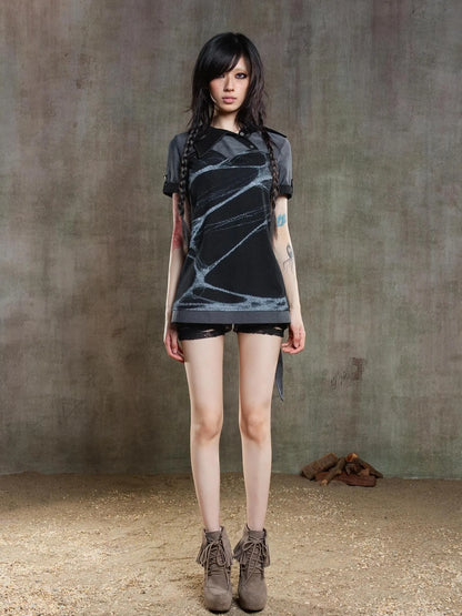 Spiderweb Print Punk T Shirt Fearless Streetwear