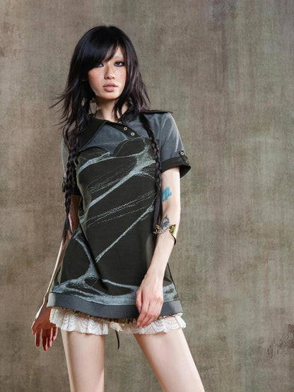 Spiderweb Print Punk T Shirt Fearless Streetwear