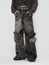 Peoplesense Spiked Straight Leg Black Grey Zip Detachable Pocket Jeans