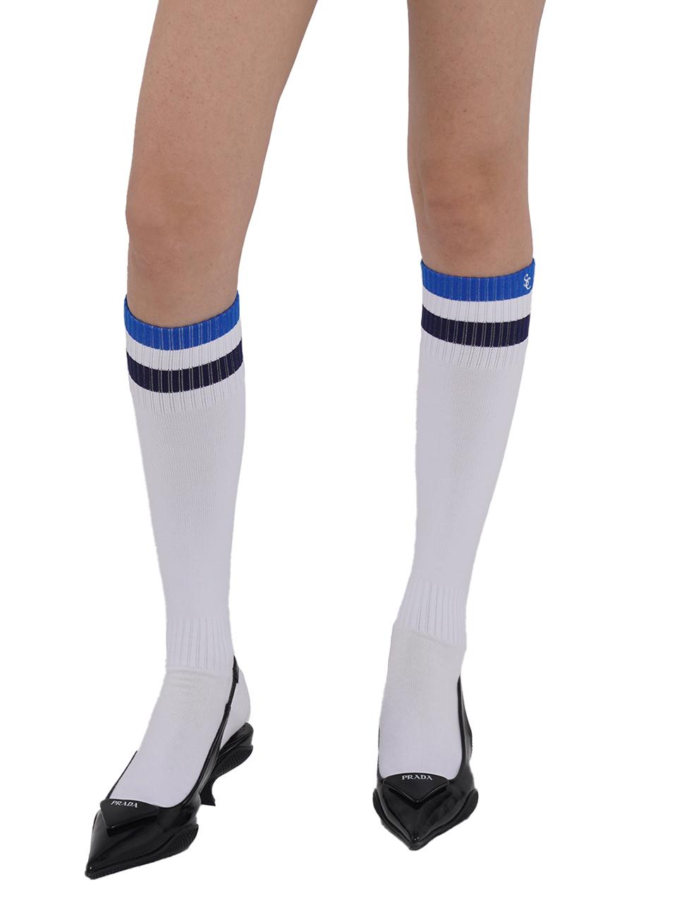 SweetChilling Sporty Bold Embroidered Striped Knee Socks