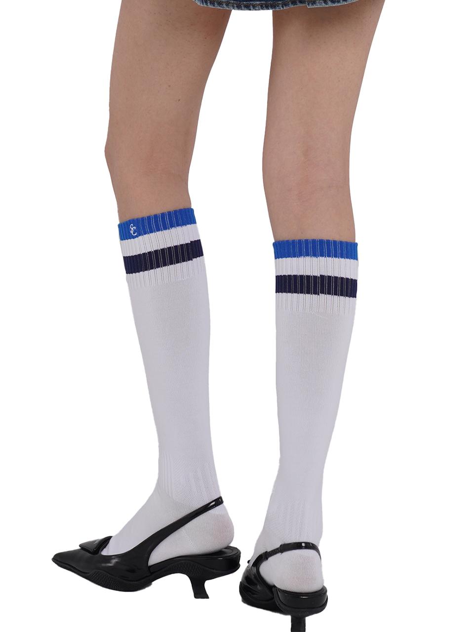 SweetChilling Sporty Bold Embroidered Striped Knee Socks