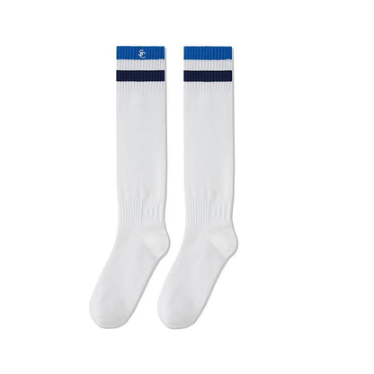 Sporty Embroidered Striped Calf Socks