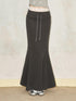 DIDDI MODA Sporty Lace Waist Flared Knit Skirt With Drawstring