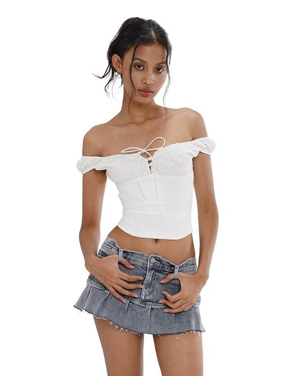 Sporty Sexy Corset Crop Top with Cut Out Design