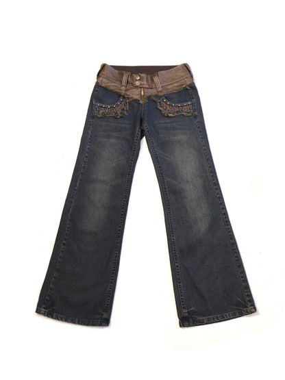 Flowers birds Market Rooted Silence Washed Patchwork Pants
