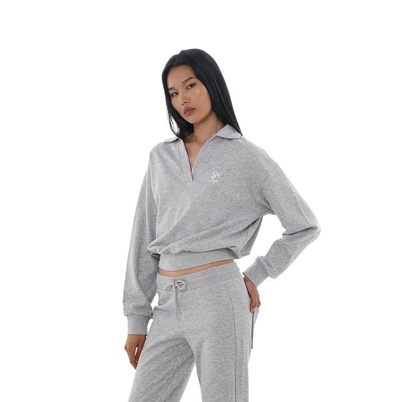 Spring Casual Collar Hoodie &amp; Flared Jogger Set