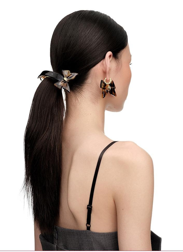 Spring Ceramic Bow Earrings for Women