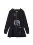 Spring Cocoa Tree Print Zip Up Cardigan Sweatshirt in Gray Black