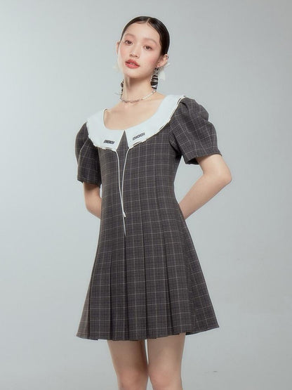 DIDDI MODA Spring College Collar Contrast Dress