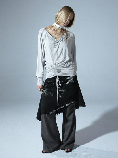 Spring Fall Stretchy Low-Rise Flared Trousers For Women