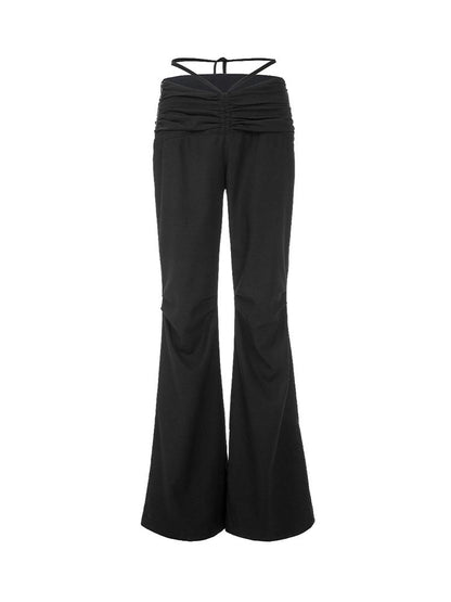 Spring Fall Stretchy Low-Rise Flared Trousers for Women