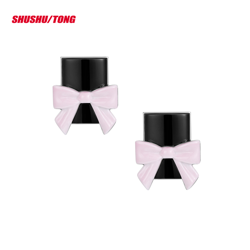 Spring Fashion Ceramic Bow Agate Stud Earrings