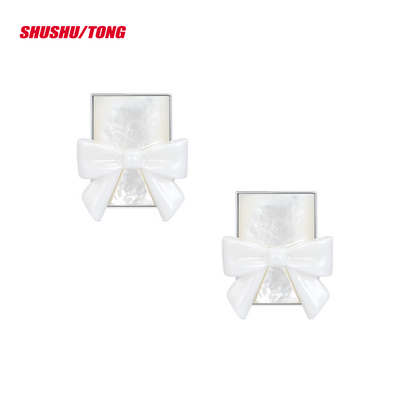 Spring Fashion Ceramic Bow Agate Stud Earrings