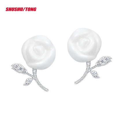 Spring Fashion Ceramic Rose Earrings Stylish &amp; Trendy