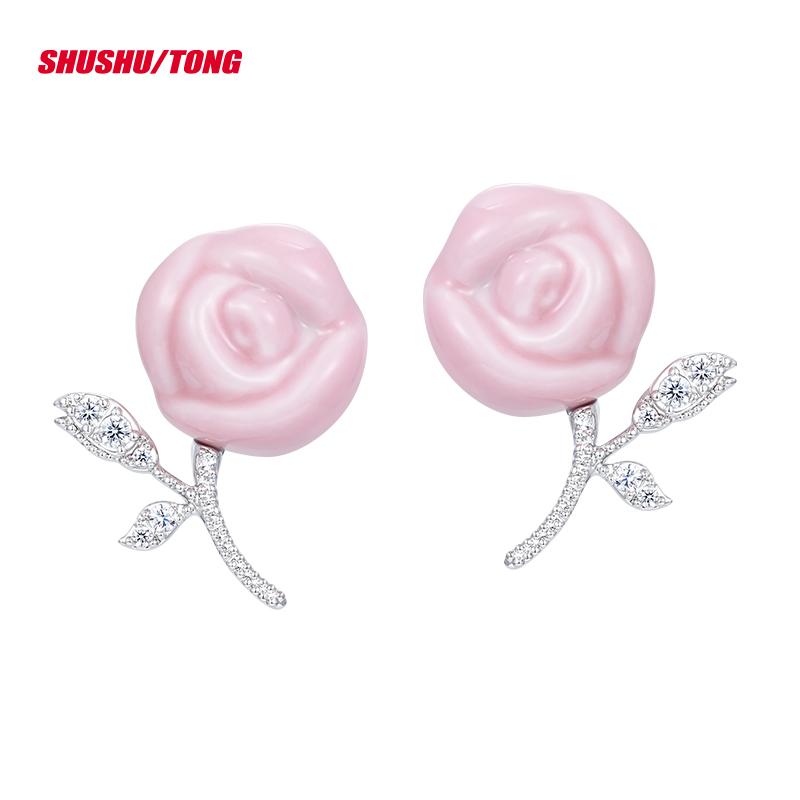 Spring Fashion Ceramic Rose Earrings Stylish &amp; Trendy